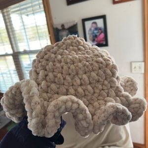 Handmade crochet ruffle hat.